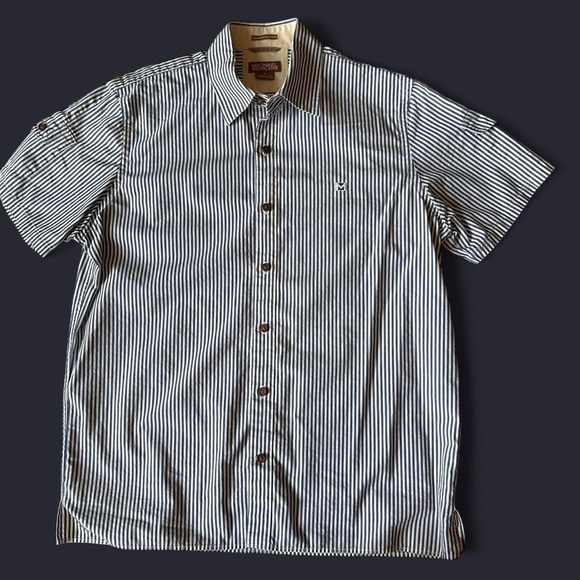 Michael Kors Men’s Striped Short Sleeve Shirt - Size M - 100% Cotton - Picture 2 of 5